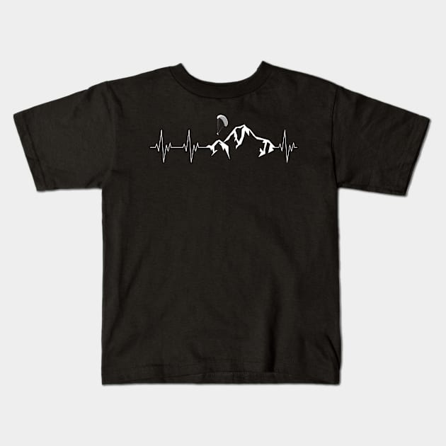 Heartbeat Paraglider Mountains Kids T-Shirt by Hariolf´s Mega Store